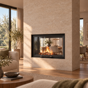 Double-Sided Fireplace with Clear Glass Doors ECHATECH DOUBLE 80*51/G/C