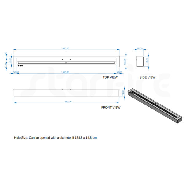 ECHATECH Brûleur Bioéthanol 160 cm E-DB8160