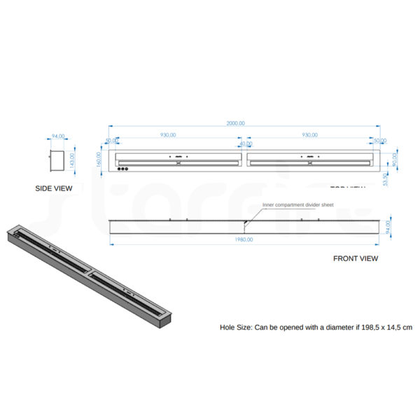 ECHATECH Brûleur Bioéthanol 200 cm E-DB8200